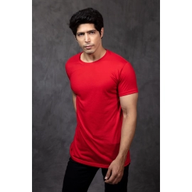 Men Solid Round Neck Pure Cotton T-shirt | Red