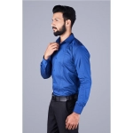 Men Pinstripe Self Design Cotton Casual Shirt | Royal Blue