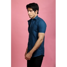 Men Casual Checked Shirt | Blue