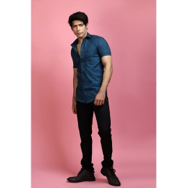 Men Casual Checked Shirt | Blue