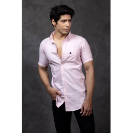 Men Casual Plain Shirt | Pink 