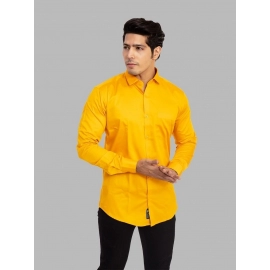Men Solid Satin Shirt | Mustard