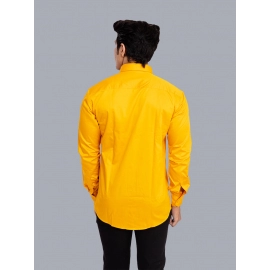 Men Solid Satin Shirt | Mustard