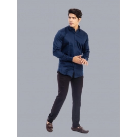 Men Solid Giza Cotton Formal Shirt | Navy Blue