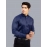 Men Solid Satin Formal  Shirt | Navy Blue
