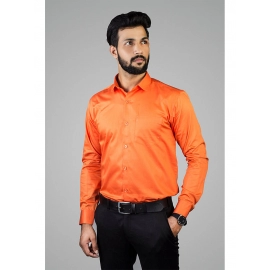 Men Solid Giza Cotton Formal Shirt | Orange