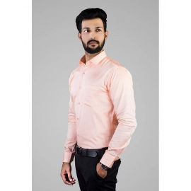 Men Solid Giza Cotton Formal Shirt | Peach 
