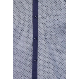 Men Printed Block Placket Casual Cotton Shirt | Blue