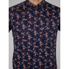 Men Printed Satin Regular Fit Shirt | Blue