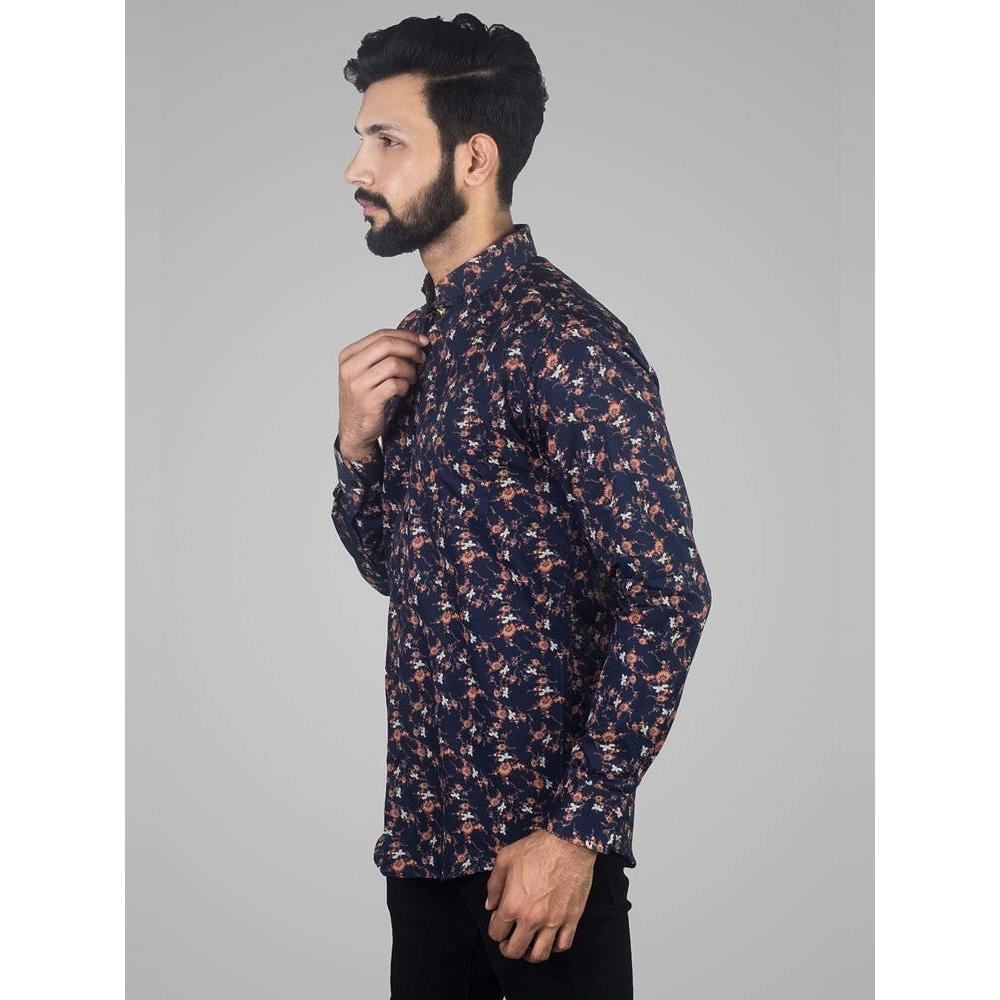 Men Printed Satin Regular Fit Shirt | Blue