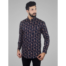 Men Printed Satin Regular Fit Shirt | Blue