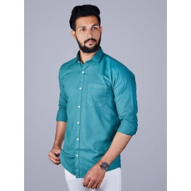 Men Solid Cotton Casual Shirt | Green