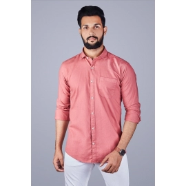 Men Solid Cotton Casual Shirt | Peach