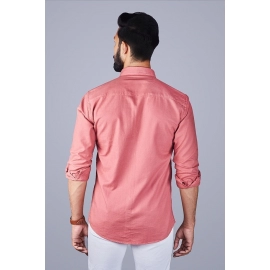 Men Solid Cotton Casual Shirt | Peach