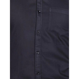 Men Solid Cotton Casual Spread Collar Shirt | Black