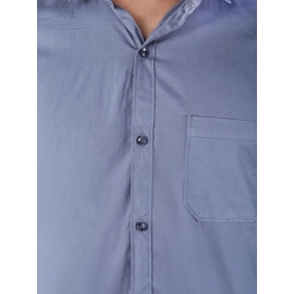 Men Solid Cotton Casual Spread Collar Shirt | Grey
