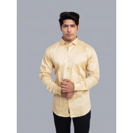Men Solid Giza Cotton Formal Shirt | Tan