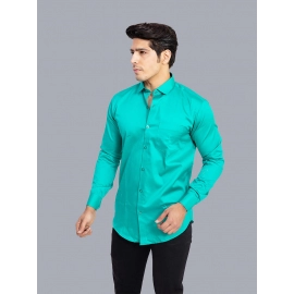Men Solid Giza Cotton Formal Shirt | Turquoise Green