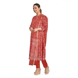 Unstitched Hand Block Printed Cotton Suits with Pure Cotton Kota Doria Dupatta