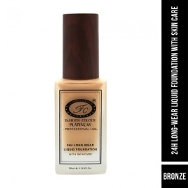 24HR Longwear Liquid Foundation With Skin Care | Full Coverage Waterproof and Matte Finish 30ml |Bronze ( Dark Skin Tone)