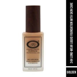 24HR Longwear Liquid Foundation With Skin Care | Full Coverage Waterproof and Matte Finish 30ml | Golden ( Dark Skin Tone)