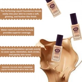 24HR Longwear Liquid Foundation With Skin Care | Full Coverage Waterproof and Matte Finish 30ml | Nude ( Fair Skin Tone )