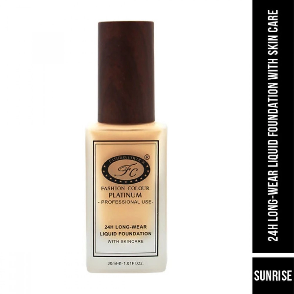 24HR Longwear Liquid Foundation With Skin Care | Full Coverage Waterproof and Matte Finish 30ml | Sunrise ( Light Skin Tone)