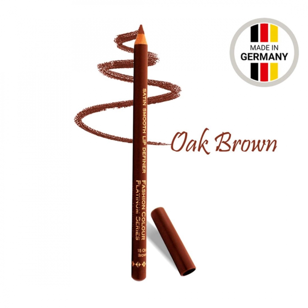 Platinum Series Satin Smooth Lip Definer II Lip Liner Pencil, Waterproof, Super Long Wear and Non-Dry Formula - 15 Oak Brown