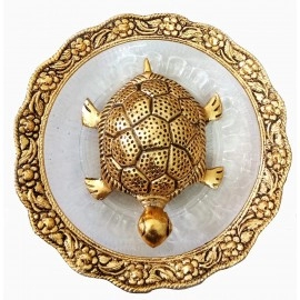 Metal Feng Shui Tortoise On Plate | Showpiece For Good Luck | Decorative Showpiece And Vastu