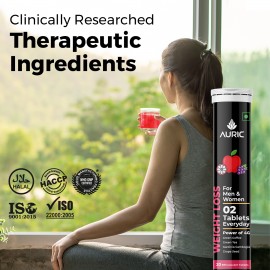 Auric Get Slim Effervescent | Power of Green Coffee, Green Tea, Grape Seed & Garcinia Cambogia | Weight Management for Men & Women | 60 Tablets