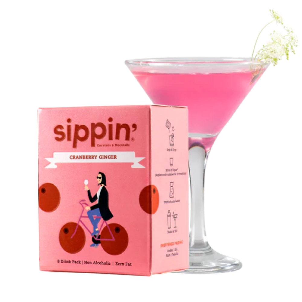 Sippin Cosmo Cranberry Cocktail/Mocktail Mix  | 8  Drink Pack