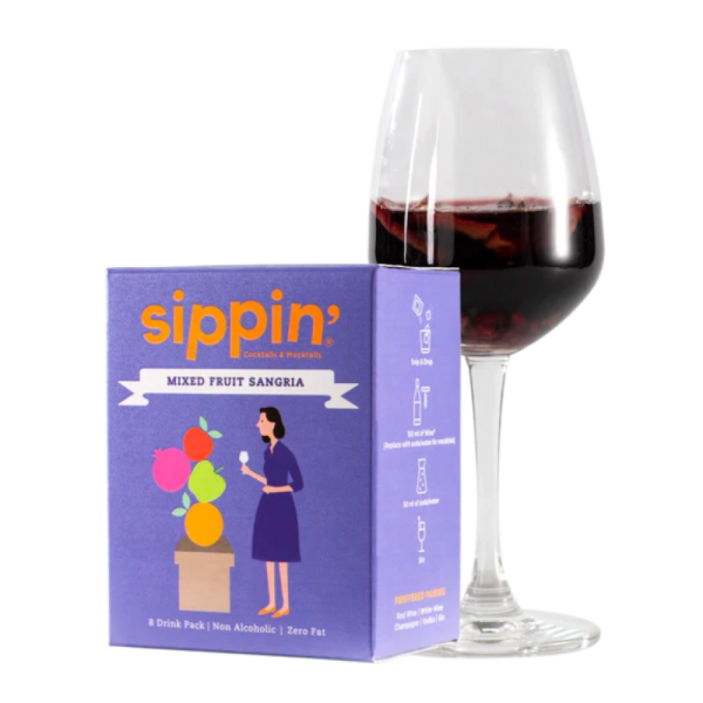 Sippin Mixed Fruit Sangria Cocktail/Mocktail Mix | 8 Drink Pack