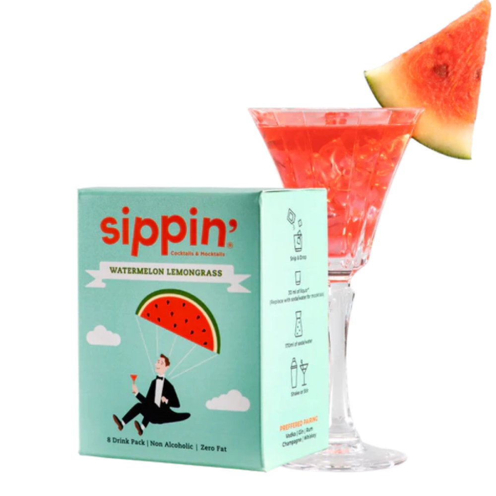 Sippin Watermelon Lemongrass Cocktail/Mocktail Mix | 8  Drink Pack