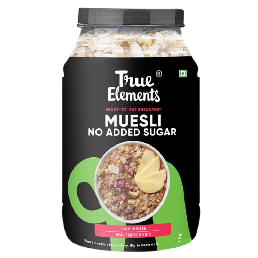 True Elements No Added Sugar Muesli Jar | Diabetic Food | 1 kg