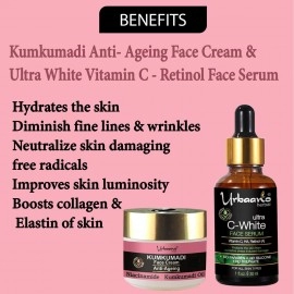 Urbaano Herbal Kumkumadi Anti Ageing Niacinamide Cream & Vitamin C20 Retinol Face Serum | 130gm