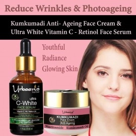 Urbaano Herbal Kumkumadi Anti Ageing Niacinamide Cream & Vitamin C20 Retinol Face Serum | 130gm