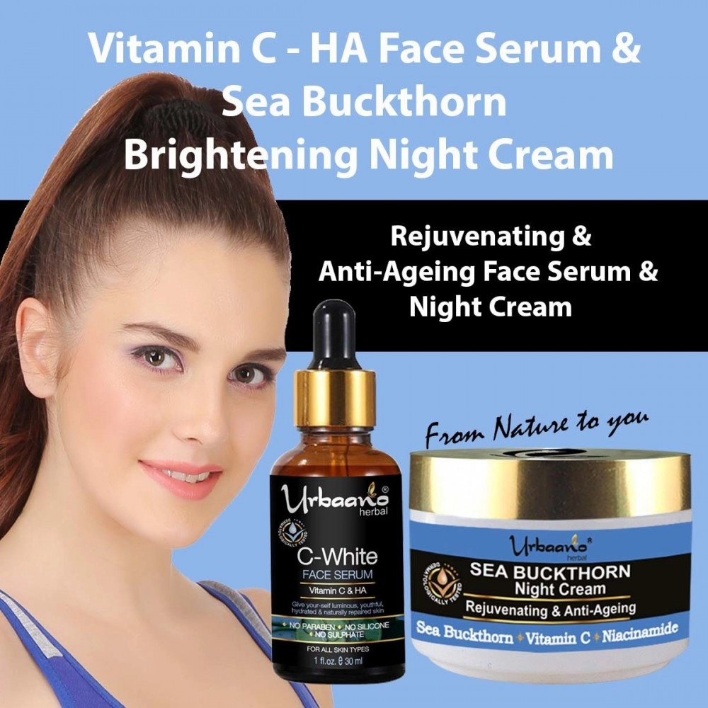 Urbaano Herbal Sea Buckthorn Night Cream & Vitamin C20 Retinol Face Serum