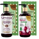 Urbaano Herbal Natural 21 Onion Hair Oil and Red Onion Extract Rich Shampoo Hair Care Kit | 600ml