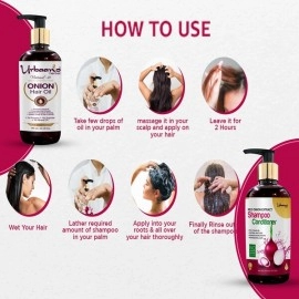 Urbaano Herbal Natural 21 Onion Hair Oil and Red Onion Extract Rich Shampoo Hair Care Kit | 600ml