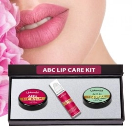 Urbaano Herbal Lip Scrub, Lip Balm & Lip Nourishing Oil 100% Vegan-Lip Care Kit- For Dry, Smoked, Chapped & Dark Lips