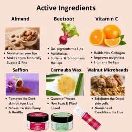 Urbaano Herbal Lip Scrub, Lip Balm & Lip Nourishing Oil 100% Vegan-Lip Care Kit- For Dry, Smoked, Chapped & Dark Lips