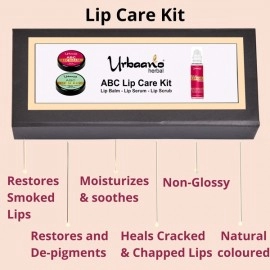 Urbaano Herbal Lip Scrub, Lip Balm & Lip Nourishing Oil 100% Vegan-Lip Care Kit- For Dry, Smoked, Chapped & Dark Lips