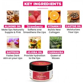 Urbaano Herbal Strawberry Lip Balm for Women & Men Dark, Dry, Pigmented and Chapped Lips & Teenagers- Hydrates lip, restores Lip color Naturally 15gm