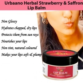 Urbaano Herbal Strawberry Lip Balm for Women & Men Dark, Dry, Pigmented and Chapped Lips & Teenagers- Hydrates lip, restores Lip color Naturally 15gm