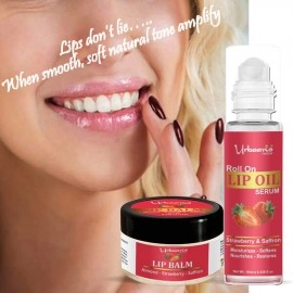 Urbaano Herbal Strawberry Lip Oil Serum & Balm Combo Pack of 2 | For Men, Women & Teenagers | 10ml + 15gm