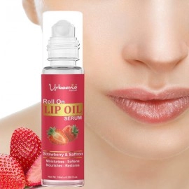 Urbaano Herbal Strawberry Lip Oil Serum-Roll On, Tint free, Transparent- Strawberry Hydrates, Softens, Restores Natural Colour of Dark, Dry, Pigmented and Chapped Lips |10ml