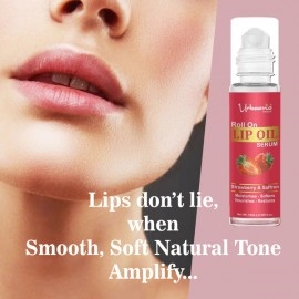 Urbaano Herbal Strawberry Lip Oil Serum-Roll On, Tint free, Transparent- Strawberry Hydrates, Softens, Restores Natural Colour of Dark, Dry, Pigmented and Chapped Lips |10ml