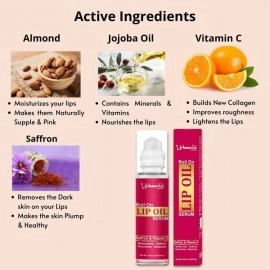 Urbaano Herbal Roll On Lip Oil Serum | Improve Dark, Dry, Pigmented and Chapped Lips for Men, Women & Teenagers | 10ml