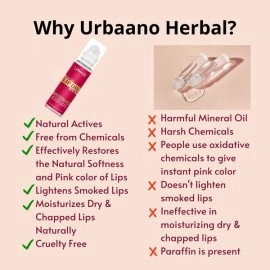 Urbaano Herbal Roll On Lip Oil Serum | Improve Dark, Dry, Pigmented and Chapped Lips for Men, Women & Teenagers | 10ml