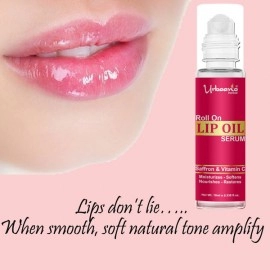 Urbaano Herbal Roll On Lip Oil Serum | Improve Dark, Dry, Pigmented and Chapped Lips for Men, Women & Teenagers | 10ml